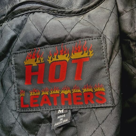 Vintage Hot Leathers Braided Leather Moto Biker Jacket Side Lace-Up Fringe M - Picture 14 of 15